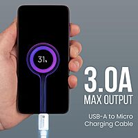 Portronics Konnect X USB-A to Micro USB Cable 3A Fast Charging Data Sync 1M White