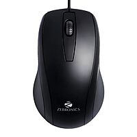 Zebronics Zeb-Alex Wired Mouse – USB, 3 Buttons, Ergonomic design, High precision, Smooth tracking, Ideal for gaming and office use, Plug and play, Compatible with Windows and Mac systems.
