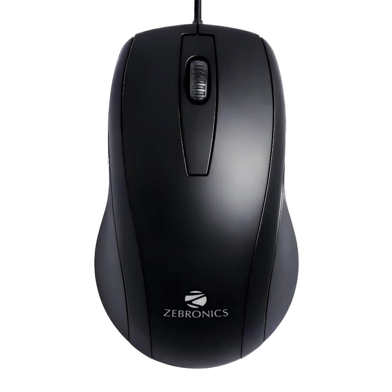 Zebronics Zeb-Alex Wired Mouse – USB, 3 Buttons, Ergonomic design, High precision, Smooth tracking, Ideal for gaming and office use, Plug and play, Compatible with Windows and Mac systems.