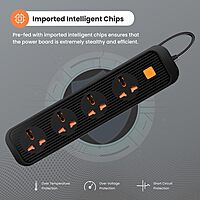 Portronics Power Plate 12 – 4 Sockets & 2M Cord (Black) offers versatile power solutions with 4 AC sockets and a 2-meter long cord, perfect for home or office use. Compact and efficient design.