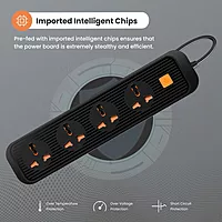 Portronics Power Plate 12 – 4 Sockets & 2M Cord (Black) offers versatile power solutions with 4 AC sockets and a 2-meter long cord, perfect for home or office use. Compact and efficient design.
