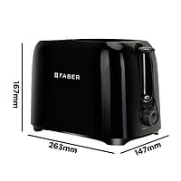 Faber FT 900W BK 900-Watt 2-Slice Pop-up Toaster (Black)