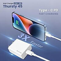 Lapcare Wall Charger LWC 603 features dual USB ports (USB‑A + Type‑C), 5 V/3 A total output, universal 100‑240 V input, built‑in short‑circuit & surge protection, with LED status indicator.