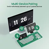 Portronics Bubble Square Blue | BT + USB, 3 Devices, Hotkeys, Compact Design, Ergonomic, Multi-Device Connectivity, Ideal for Home/Office, Sleek Finish, Long Battery Life, Easy to Use.