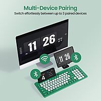 Portronics Bubble Square Blue | BT + USB, 3 Devices, Hotkeys, Compact Design, Ergonomic, Multi-Device Connectivity, Ideal for Home/Office, Sleek Finish, Long Battery Life, Easy to Use.