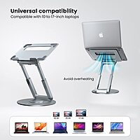 Portronics My Buddy K8 Laptop Stand – Metal Build |  Rotatable | Silver | 1 Year Warranty