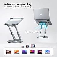 Portronics My Buddy K8 Laptop Stand – Metal Build | Rotatable | Silver | 1 Year Warranty