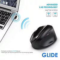 Live Tech GLIDE Vertical Mouse. This ergonomic design reduces wrist strain, enhancing productivity for long hours.