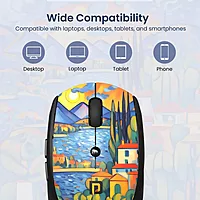 Portronics Toad III Plus Rechargeable Bluetooth Mouse – Bluetooth & 2.4GHz Wireless Connectivity | Stylish Illustrated Design | 6 Buttons | Soft Silicone Grip | Laptop, PC, Mac | Black