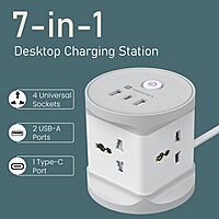 Portronics Power Plate 9 Pro 2500W Desktop Charging Station with 4 Sockets USB-A & Type-C