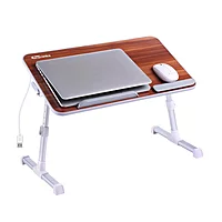 Portronics My Buddy Plus is an adjustable laptop table with a cooling fan, multiple height settings, and portable design for convenience.