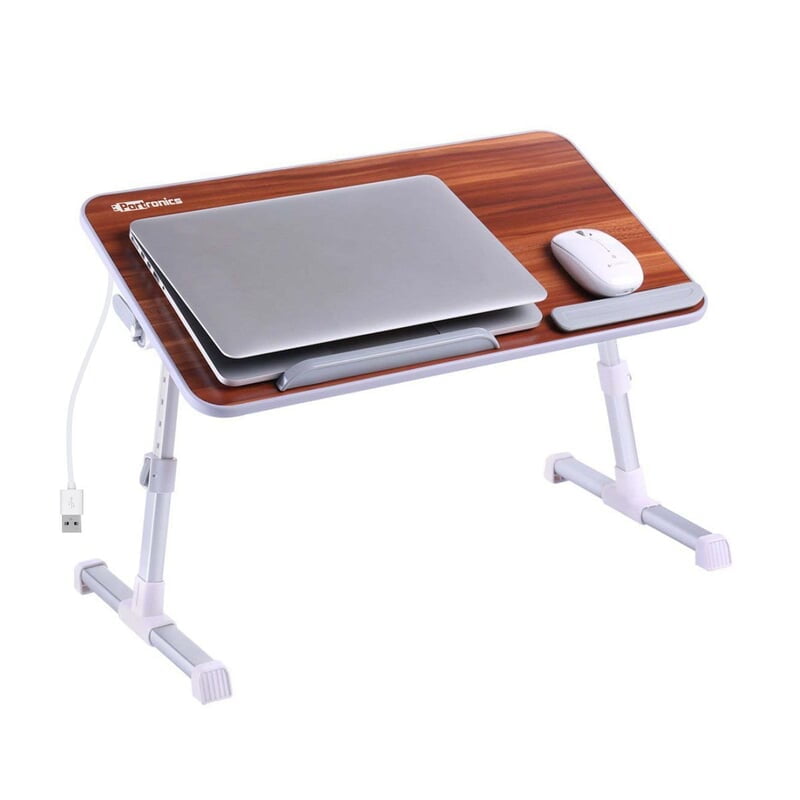 Portronics My Buddy Plus Adjustable Laptop Table with built-in USB Cooling Fan, Foldable Legs, Adjustable Angle