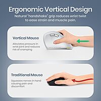 Portronics Toad Ergo 4 Wireless Mouse – Dual Mode BT & 2.4GHz | White | 1 Year Warranty