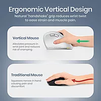 Portronics Toad Ergo 4 Wireless Mouse – Dual Mode BT & 2.4GHz | White | 1 Year Warranty