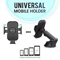 Portronics Clamp M Car Mobile Holder – 360° Rotation | Black | 1 Year Warranty