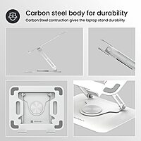 Portronics K9 Laptop Stand – White, Adjustable & 360° Rotatable, Ergonomic