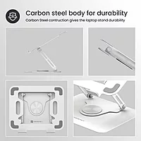 Portronics K9 Laptop Stand – White, Adjustable & 360° Rotatable, Ergonomic
