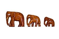 EELIKA Wooden Elephant Figurines for Home Decor, Set of 3, Brown || 1st Elepant Dimensions: 8cm x 3cm x 7cm, 2nd Elephant Dimensions: 6.5cm x 2.5cm x 4.5cm, 3rd Elephant Dimensions: 5cm x 2cm x 4cm