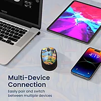 Portronics Toad III Plus Rechargeable Bluetooth Mouse – Bluetooth & 2.4GHz Wireless Connectivity | Stylish Illustrated Design | 6 Buttons | Soft Silicone Grip | Laptop, PC, Mac | Black