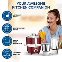 Cromptons Fresh-MIX, Juicer Mixer Grinder (2 Jars, High grade Stainless Steel mesh, unbreakable polycarbonate jar lids)