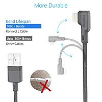 Portronics POR 1080 Konnect L USB-A to Lightning Cable – 3A | Nylon Braided | L-Shape | 1.2m Grey