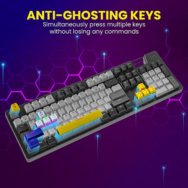 Portronics K1 Mechanical Keyboard offers tactile blue switches, customizable RGB lighting, sleek design, and durability for gamers and typists.