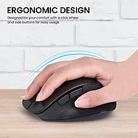Portronics Toad 24: Wireless Mouse featuring 1611 DPI for precise tracking, USB connectivity for easy plug-and-play, ergonomic design for comfort, and a sleek finish for modern aesthetics.