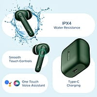 boAt Airdopes 141 Bluetooth Truly Wireless in Ear Ear Buds w/ 45H Playtime,Low Latency Mode for Gaming, ENx Tech, IWP, IPX4 Water Resistance, Smooth Touch Controls