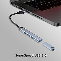 Portronics Mport 31 Pro – 4-in-1 USB Hub, Dual Plugs, compact design, supports multiple devices, high-speed data transfer, ideal for laptops and desktops, plug and play, durable and portable.