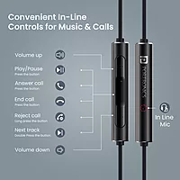 Portronics Conch Sigma A – 3.5mm Earphones with Mic, sleek black design, high-quality sound, comfortable fit, perfect for music and calls, durable build, ideal for everyday use.