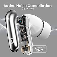 Portronics Twins 28 ANC – TWS Earbuds, 50H Playtime, White. Experience immersive sound with active noise cancellation, long battery life, and a sleek design for ultimate comfort and style.