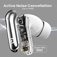 Portronics Harmonics Twins 28 ANC TWS in Ear Earbuds with Smart Touch Control, 50 Hours Playback, Quad Mic ENC
