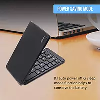 Portronics Chicklet Foldable Bluetooth Keyboard – Black is a portable, sleek keyboard with responsive keys and easy Bluetooth connectivity.