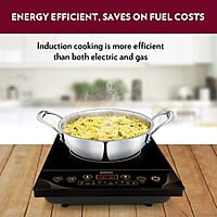 Borosil Smartkook-TC14 Electric Induction Cooktop, Glass Surface, Energy Saving, Flame-free Cooking, Black, 2000W
