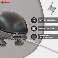 Lifelong Rechargeable Electric Head & Scalp Kneading Massager, 4 Speed Modes, Handheld Portable Head Massager for Hair Growth