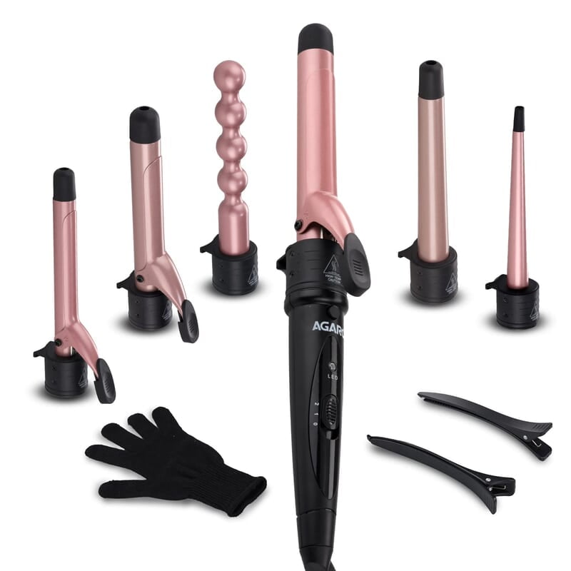 AGARO HS1707 6-in-1 Multi Hair Styler, Curling Wand Set, Instant Heat Up, 6 Interchangeable Barrels