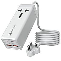 Portronics Volt 65 – A 65W 5-in-1 power strip with AC outlets, USB ports, and fast charging. Perfect for home, office.