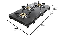 Preethi Luxe 3 Burner Glass Top Gas Stove With Driptray Less Infinity Design