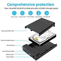 Hammok 2 in 1 USB 2.0 External Hard Drive Casing for 2.5″ & 3.5″ Sata Hard Drives Dual 2.5 inch and 3.5 inch HDD Enclosure Case (Emily)