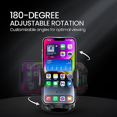 Portronics Clamp M4 Car Phone Holder – 360° Rotation | Strong Grip | Black | 1 Year Warranty