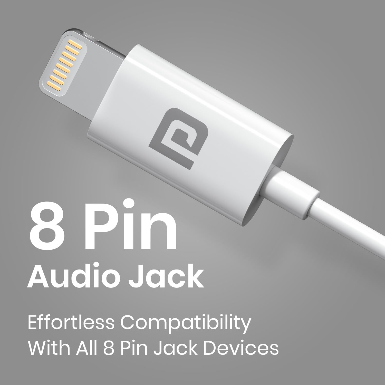 Portronics Conch Theta L – 8-Pin Earphones with Mic, featuring a sleek white design, high-quality sound, and comfortable fit for an immersive audio experience on the go.