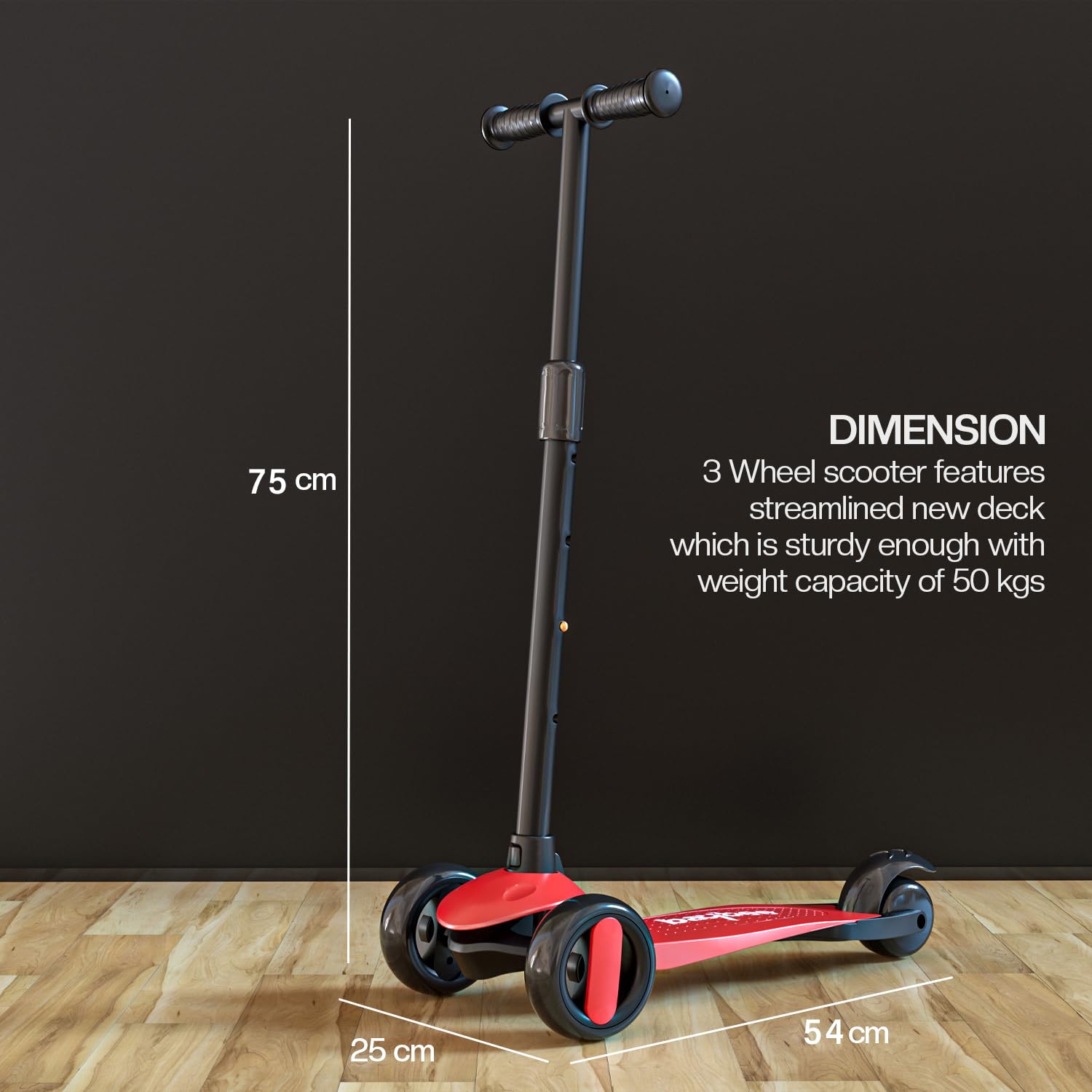 Baybee Alpha Glide Kick Scooter for Kids- Red Baybee Alpha Glide Kick Scooter for Kids- Red