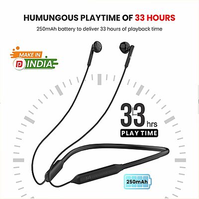 Portronics Harmonics Z5 – Bluetooth Headset, 33Hrs Playtime, Deep Bass, Comfortable Fit, Built-in Mic, Fast Charging, Lightweight Design, Perfect for Music & Calls, Ideal for Daily Use.