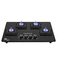 Lifelong 4 Gas Burner Top - 4 Burners Hob Top Gas Stove with Automatic Ignition - Toughened Glass top