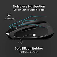 Portronics Toad III Wireless Mouse – Dual Mode BT & 2.4GHz | Rechargeable | Black | 1 Year Warranty