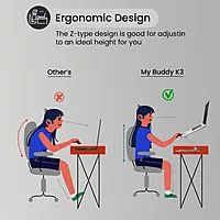 Portronics My Buddy K3 – Laptop Tabletop Stand (Silver) offers adjustable height and angle for ergonomic comfort. Lightweight and portable, it's perfect for home or office use, enhancing productivity.