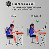Portronics My Buddy K3 – Laptop Tabletop Stand (Silver) offers adjustable height and angle for ergonomic comfort. Lightweight and portable, it's perfect for home or office use, enhancing productivity.