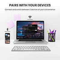Portronics Bubble MAX Bluetooth + Wireless Keyboard – Grey & White | 1 Year Warranty