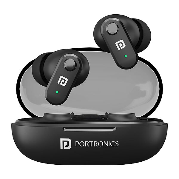 Portronics Twins S16 – TWS Earbuds, 24H Playtime, Black. Enjoy seamless connectivity, deep bass, and a comfortable fit. Perfect for music lovers and on-the-go lifestyles. Grab yours now!