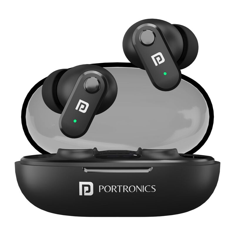 Portronics Twins S16 – TWS Earbuds, 24H Playtime, Black. Enjoy seamless connectivity, deep bass, and a comfortable fit. Perfect for music lovers and on-the-go lifestyles. Grab yours now!